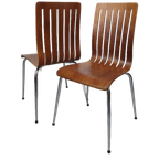 Set (2) Design Stoelen In Walnoot Fineer. Poten In Chroom. thumbnail 1