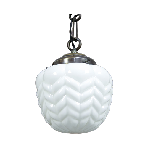 Antieke Art Deco Opaline Hanglamp