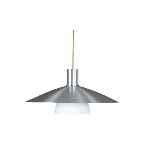 Belid Deense Hanglamp Zilver Met Melkglas, 1980S