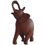Vintage Handgekerfde Houten Olifant, Massief, 35 Cm thumbnail 1