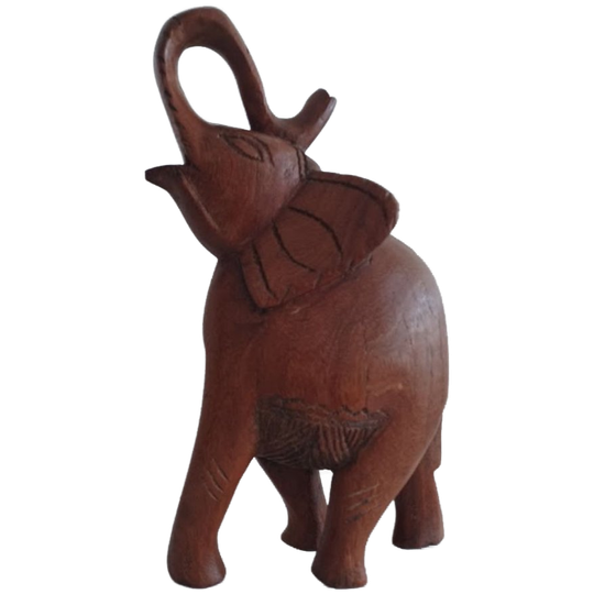 Vintage Handgekerfde Houten Olifant, Massief, 35 Cm 1