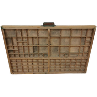 Brocante, Bruine Antieke Houten Letterbak, Wanddecoratie B