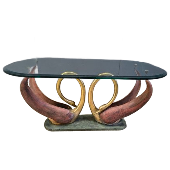Vintage Brass Swan Coffee Table, 1980s 1