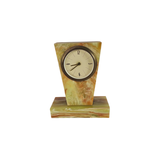 Pendule - Marmer - Art Deco Stijl - Opwind Mechanisme - 2e Helft 20e Eeuw 1