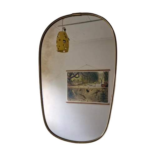 Charmante Vintage Spiegel Ovale Spiegel Messing Jaren 50