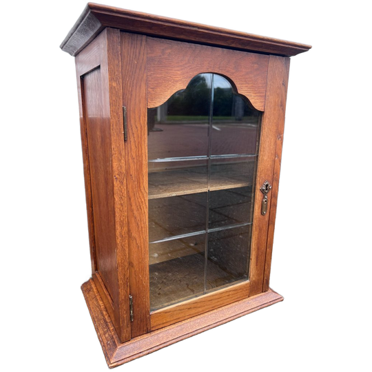 Antiek Eiken Wandkastje Met Glas In De Deur, En Plankje, 53 Cm Hoog 1