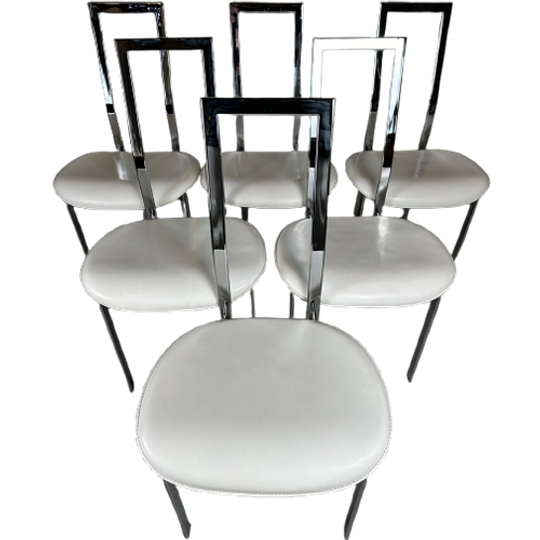 6x Cattelan Italia Eetkamerstoel – Leder En Chroom 1