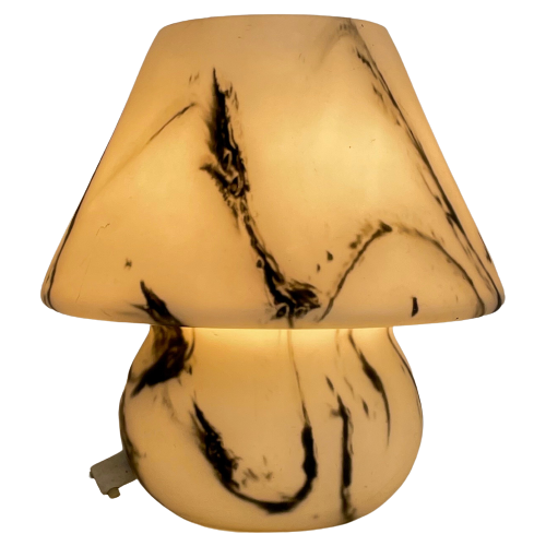 Pecoranera - Vetri Murano - Glass Mushroom Lamp Wit A Marble Like Painting - 1970’S - Italy