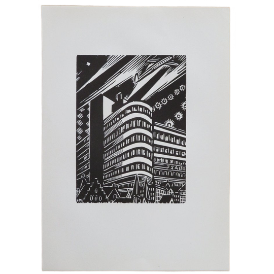 Houtsnede Van Frans Masereel: De Sabena Air Terminus Te Brussel 1