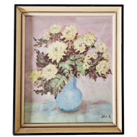 Olieverf Op Doek J Vijn . R Bloemen Schilderij