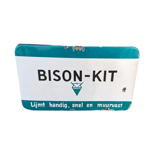 Origineel Emaille Reclame Bord Bison-Kit.