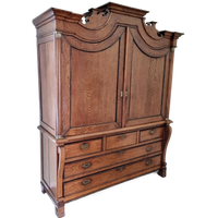 Antiek Empire Eiken Kabinet Met Verborgen Secretaire, Nederland Omstreeks 1820