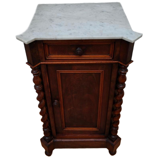 Vintage Antiek Nachtkastje Bijzetkastje Met Marmer Blad 102 1