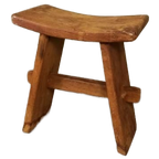 Vintage Japandi Stijl Houten Kruk thumbnail 1