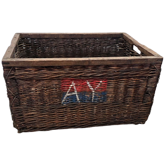 Oude Franse Rieten Champagne Flessenmand, 1e Helft 1900 1