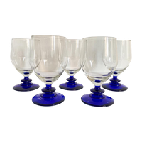 5X Wijnglas / Glazen Vintage Donkerblauw