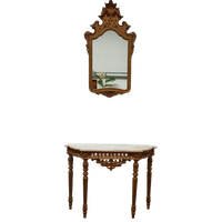 Barok Rococo Wandconsole Sidetable Met Marmer Blad En Spiegel 02