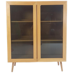 Vintage Deense Vitrinekast Eiken Fineer Rookglas thumbnail 1