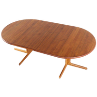Vintage Ronde 2x Verlengbare Massief Teak Eettafel Tafel Deens