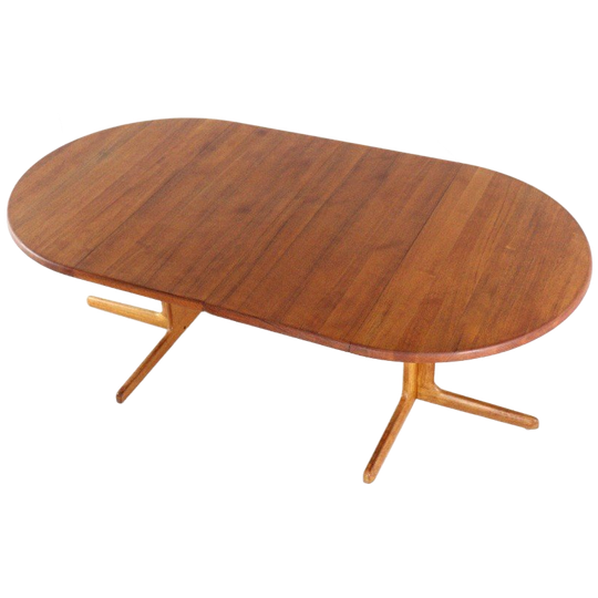 Vintage Ronde 2x Verlengbare Massief Teak Eettafel Tafel Deens 1