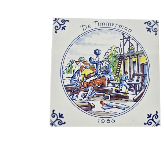 Westraven Keramiek - Tegel - 'de Timmerman' - 3e Kwart 20e Eeuw 1