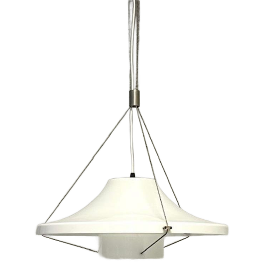 Jaren 70 Hanglamp Vintage Design Retro Lamp Wit Kunststof 1