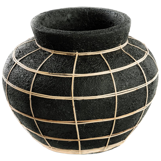 Bazar Bizar | De Belly Vaas - Zwart Naturel - M 1
