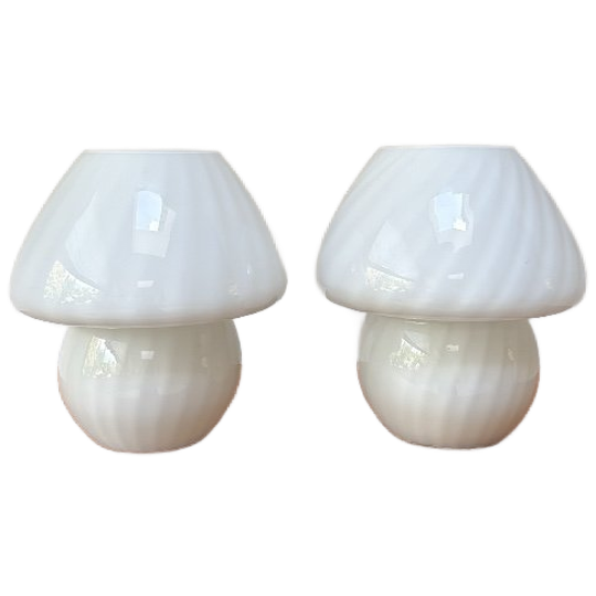 Mushroom Swirl Lampen Van Opaline Glas 1