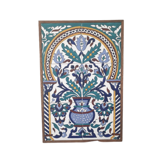 Keramische Tegelkunst Mozaïek Muurschildering ‘’arabesque Antieke Bloemen’’ 1