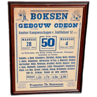 Authentieke Boks Poster, Boks Affiche Van Wedstrijden 1952👊