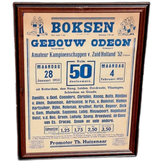 Authentieke Boks Poster, Boks Affiche Van Wedstrijden 1952👊 1