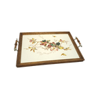 Houten En Aardewerk Dienblad Met Bloemen thumbnail 1