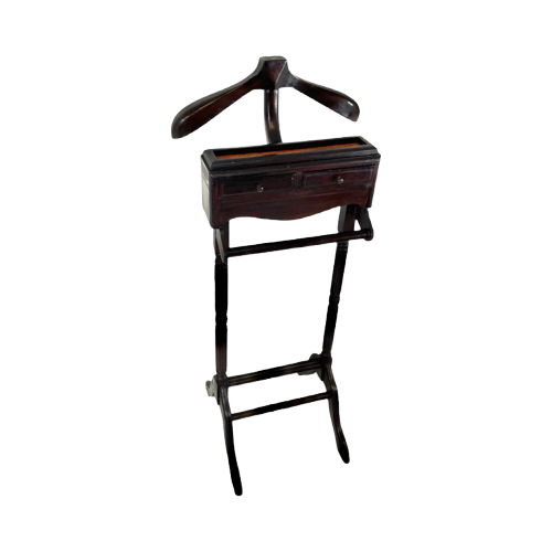 Dressboy / Valet Stand - Made In England - Two Drawers And Elegantly Shaped Wooden Frame