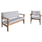 Deense Design 2-zits Bank & Fauteuil Hans Wegner Voor Getama thumbnail 1
