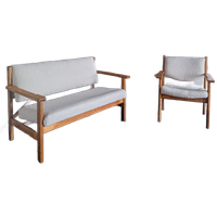 Deense Design 2-zits Bank & Fauteuil Hans Wegner Voor Getama