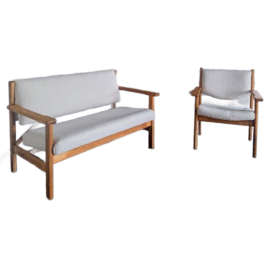 Deense Design 2-zits Bank & Fauteuil Hans Wegner Voor Getama 1