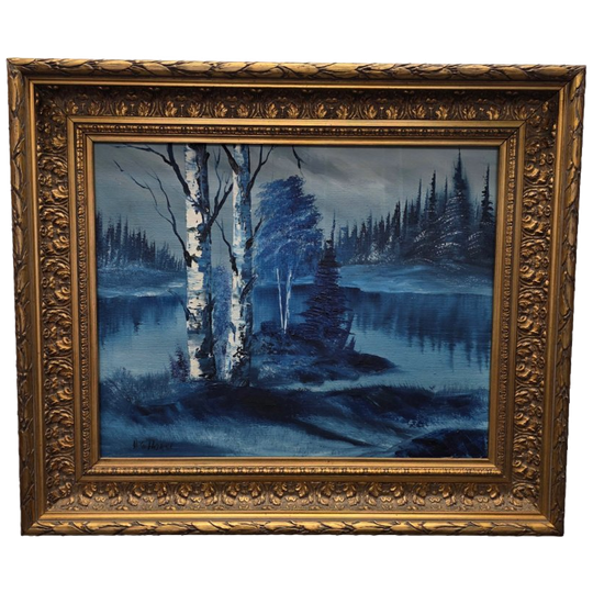 Vintage Schilderij Met Bosmeertje H. Vd Horst, Jaren 60/70 1