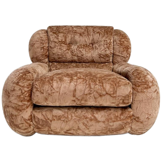 Velourse Italiaanse Xl Fauteuil, 1970's 1