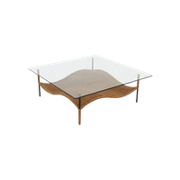 Two Tier Wavy Rattan And Glass Coffee Table 1970S