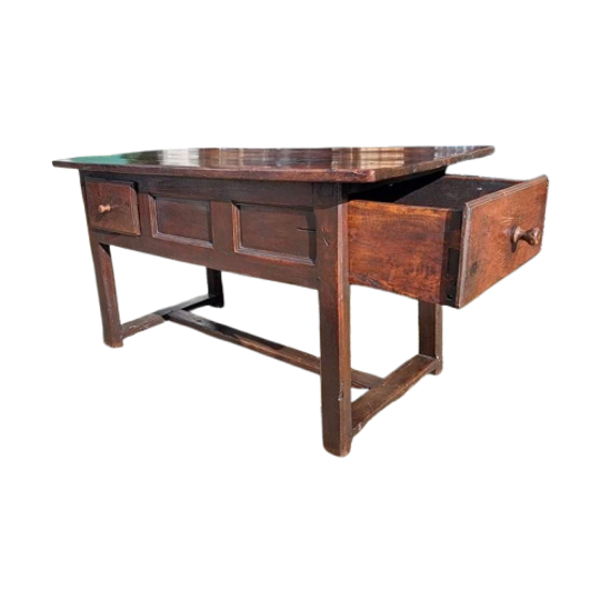 Oude Robuuste Franse Tafel, Sidetable Met 2 Lades Afm. 135x6 1