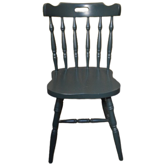 Ouderwetse Houten Keukenstoel In Donkergrijze Kleur 1