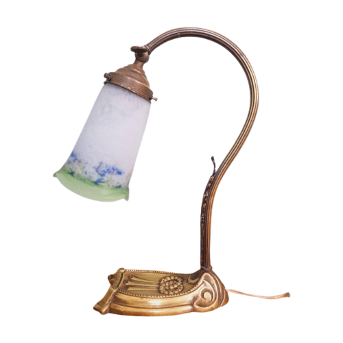 Art Nouveau Lamp In Brons, Bobèche Noverdy France