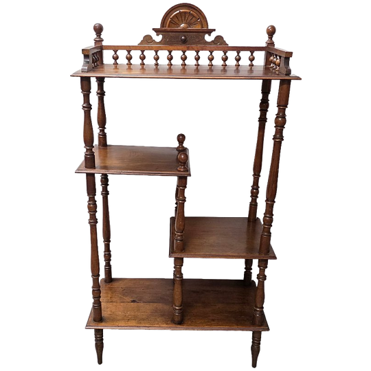 Antiek Notenhouten Etagère Meubel, Van Rond 1900 1