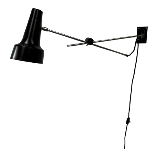 Midcentury Wandlamp / Hengellamp Zwart Staal - Industrieel 1