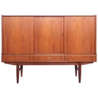 Deens Design Teak Highboard 3 Deurs, 1960S