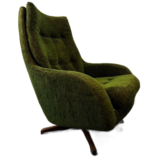 Vintage Groene Zweedse Fauteuil / Swivel Chair Swedfurn 1