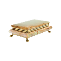 Vintage Italiaanse Juwelenkist Onyx Marmer Leeuwenpootjes Rood Fluweel