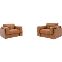 Italian Modern Cognac Leather Club Armchairs / Fauteuil