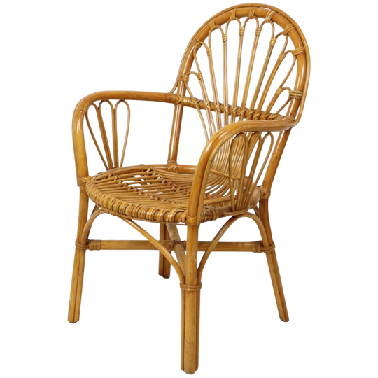 Vintage Rotan Stoel Fauteuil Boho Design Jaren 70 1