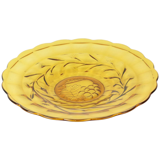 Art Deco Fruitschaal Amber Geperst Glas Fait En Belgique 1